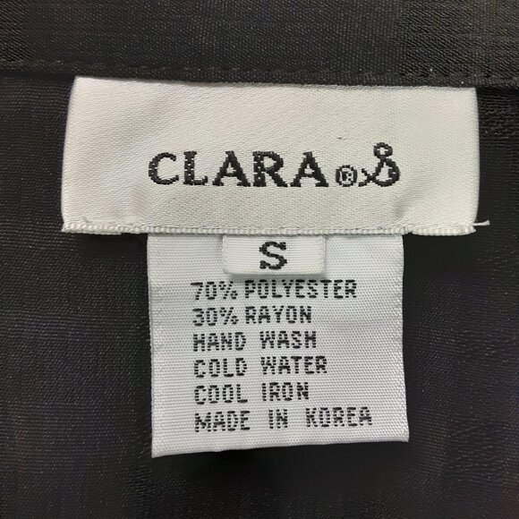 Clara S Woman's Top Size SMALL, Black, Sheer, Button up, Collar & Long Sleeve - Picture 3 of 7
